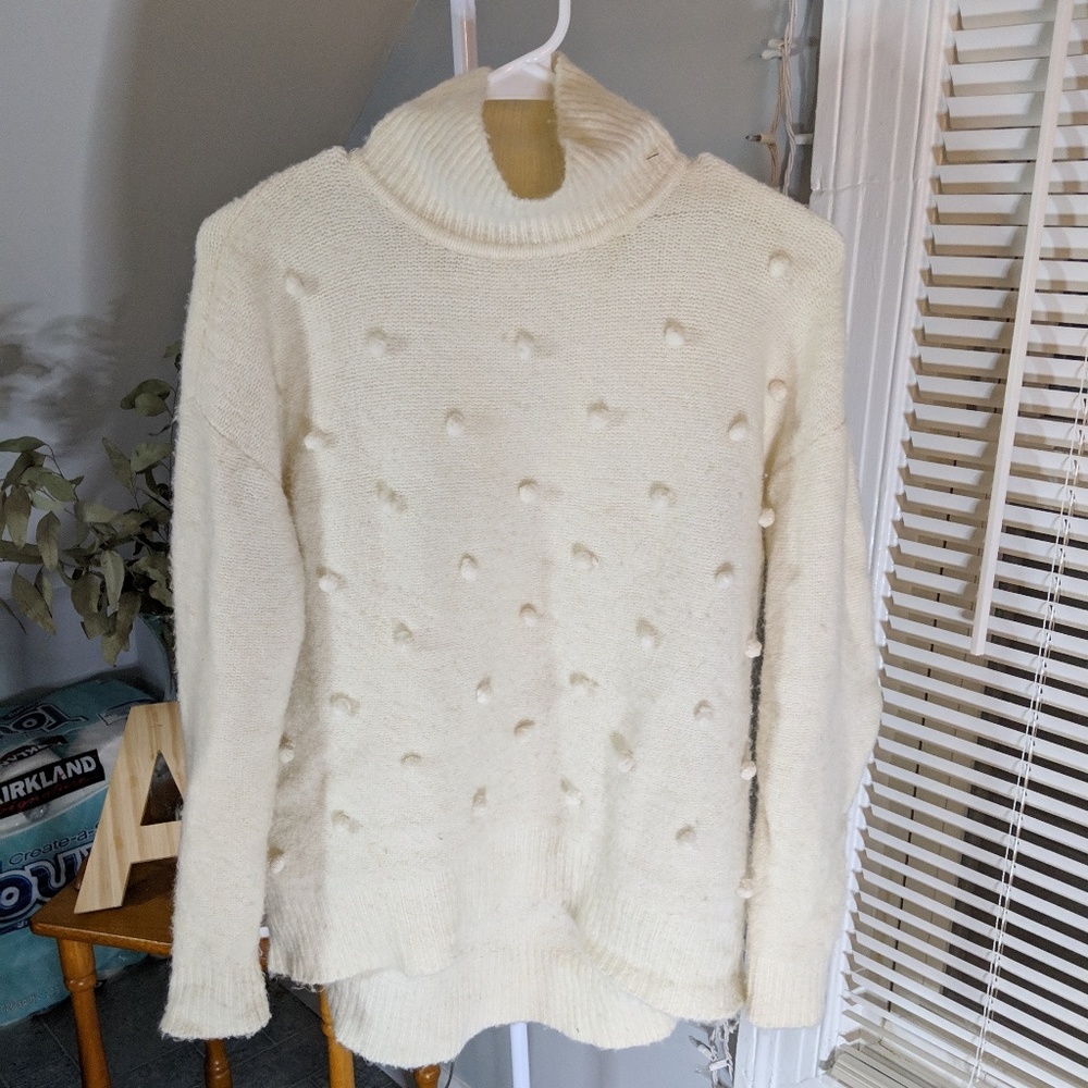White Madewell Mock Kneck Sweater